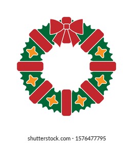 Christmas wreath vector icon. Filled flat sign for mobile concept and web design. Christmas wreath glyph icon. Symbol, logo illustration. Vector graphics
