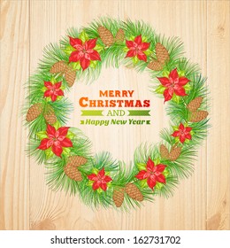 Christmas wreath. Vector illustration.