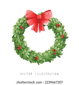 Wreath de Navidad, ilustración vectorial de Navidad