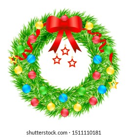 Christmas wreath vector illustration background ornaments decoration