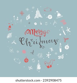 Christmas wreath vector illustration background.