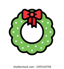 Christmas Wreath vector illustration, filled style icon