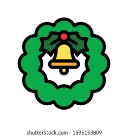 Christmas Wreath vector illustration, filled style icon