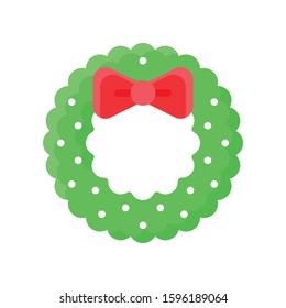 Christmas Wreath vector illustration, flat style icon