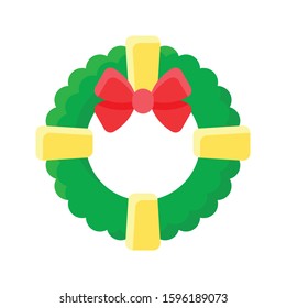 Christmas Wreath vector illustration, flat style icon
