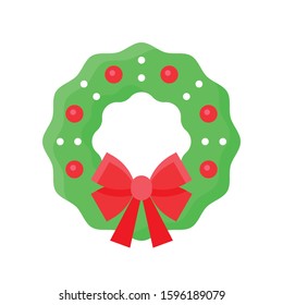 Christmas Wreath vector illustration, flat style icon