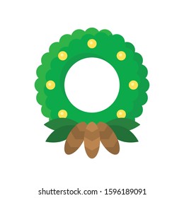 Christmas Wreath vector illustration, flat style icon