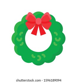 Christmas Wreath vector illustration, flat style icon