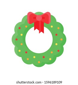 Christmas Wreath vector illustration, flat style icon