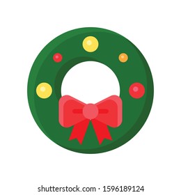 Christmas Wreath vector illustration, flat style icon