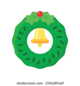 Christmas Wreath vector illustration, flat style icon