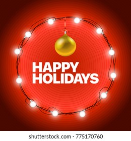Christmas Wreath vector illustration. Christmas greeting card. Happy holidays 