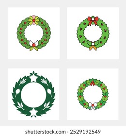 Christmas wreath vector illustration icons