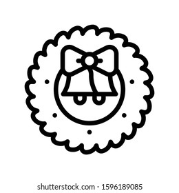 Christmas Wreath vector illustration, line style icon