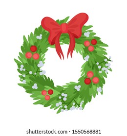 Christmas wreath. Vector illustration on a white background.