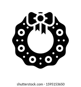 Christmas Wreath vector illustration, solid style icon