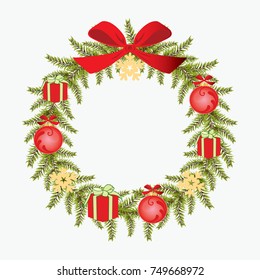 Christmas wreath vector image. Print. Isolated object. Card. Icon.