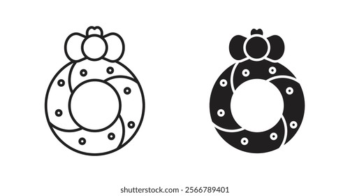Christmas wreath vector line icon illustration