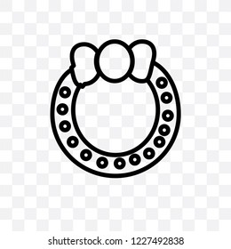 Christmas wreath vector linear icon isolated on transparent background, Christmas wreath transparency concept can be used for web and mobile