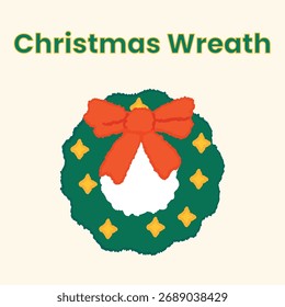 Corona de Navidades. Navidades de Vector Pine Fluffy Wreath con decoraciones de Navidad