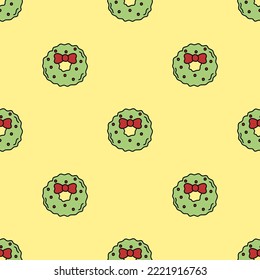 Christmas wreath vector seamless pattern