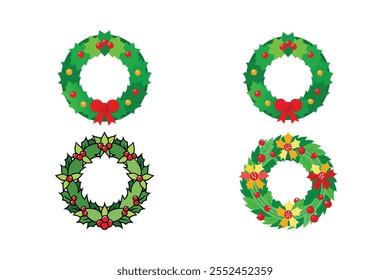 Icono de diseño de conjunto de Vector de corona de Navidades