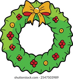 Christmas wreath Vector  with winter floral elements. Season greeting card. Vector illustration greeting card. Vector illustration,Green and blue floral wreath design
