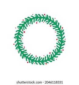 Christmas Wreath Vector Winter garland for decorating Christmas cards.