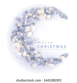 Christmas wreath with white spruce and balls
