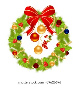 Christmas wreath for winter holidays designs. Vector illustration.