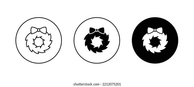 christmas wreaths icon, icons, editable stroke, flat design style isolated on white linear pictogram, button, vector, sign, symbol, logo, illustration