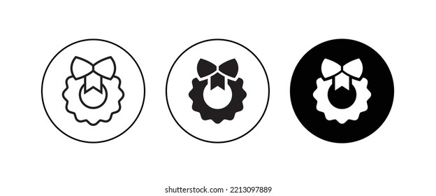 christmas wreaths icon, icons, editable stroke, flat design style isolated on white linear pictogram, button, vector, sign, symbol, logo, illustration
