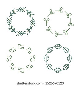 Christmas wreaths set - vector illustration