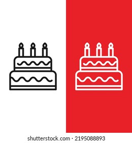 Christmas Xmas Cake Vector icon in Outline Style. a cake to celebrate Christmas, weddings or birthdays. Vector illustration icon that can be used for apps, websites, or part of a logo