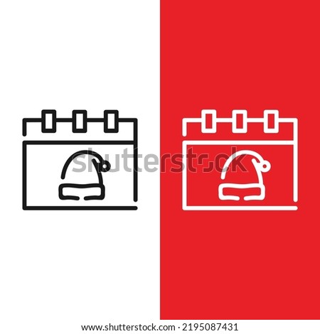 Christmas Xmas Calendar Vector icon in Outline Style. a calendar with santa hat is a symbol for Christmas time. Vector illustration icon that can be used for apps, websites, or part of a logo