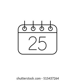 christmas xmas calender date schedule december winter date holiday day celebration appointment black on white background outline thin line vector icon