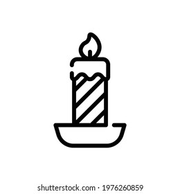 Christmas Xmas Candle Vector icon in Outline Style. Candles are brightly lit at Christmas when Christians worship. Vector illustration icon that can be used for apps, websites, or part of a logo