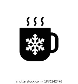Christmas Xmas Coffee Vector icon in Glyph Style. a cup of hot coffee to warm the body in winter. Vector illustration icon that can be used for apps, websites, or part of logo