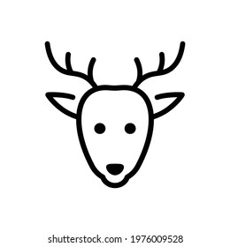 Christmas Xmas Deer Vector icon in Outline Style. A Reindeer belonging to Santa Claus who pulls the sled on Christmas Eve. Vector illustration icon that can be used for apps, websites, or logo