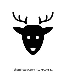 Christmas Xmas Deer Vector icon in Glyph Style. A Reindeer belonging to Santa Claus who pulls the sled on Christmas Eve. Vector illustration icon that can be used for apps, websites, or logo