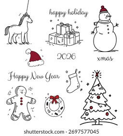 Natal, Natal, jogo de doodle, vetor