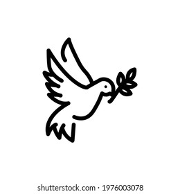 Christmas Xmas Dove Vector icon in Outline Style. Doves are symbolic of peace, purity, love and the Holy Spirit. Vector illustration icon that can be used for apps, websites, or logo