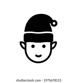 Christmas Xmas Elf Vector icon in Glyph Style. Elves are fantasy creatures that often appear during winter and Christmas. Vector illustration icon that can be used for apps, websites, or part of logo