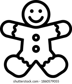 Christmas Xmas Ginger Bread icon in Outline Style. Ginger bread is a typical Christmas cake in the shape of a man. Vector illustration icon that can be used for apps, websites, or part of a logo