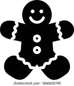 Christmas Xmas Ginger Bread icon in Glyph Style. Ginger bread is a typical Christmas cake in the shape of a man. Vector illustration icon that can be used for apps, websites, or part of a logo