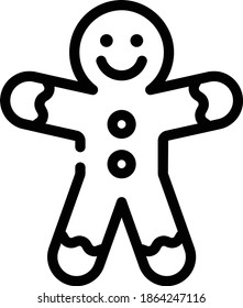 Christmas Xmas Ginger Bread icon in Outline Style. Ginger bread is a typical Christmas cake in the shape of a man. Vector illustration icon that can be used for apps, websites, or part of a logo