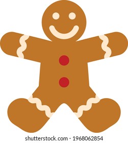Icono del vector del pan de jengibre en estilo plano