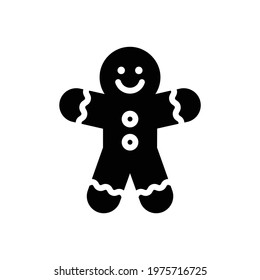 Christmas Xmas Ginger Bread icon in Glyph Style. Ginger bread is a typical Christmas cake in the shape of a man. Vector illustration icon that can be used for apps, websites, or part of a logo