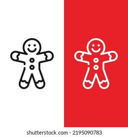 Christmas Xmas Ginger Bread icon in Outline Style. Ginger bread is a typical Christmas cake in the shape of a man. Vector illustration icon that can be used for apps, websites, or part of a logo