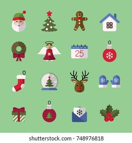 christmas xmas new year celebration winter flat icons set